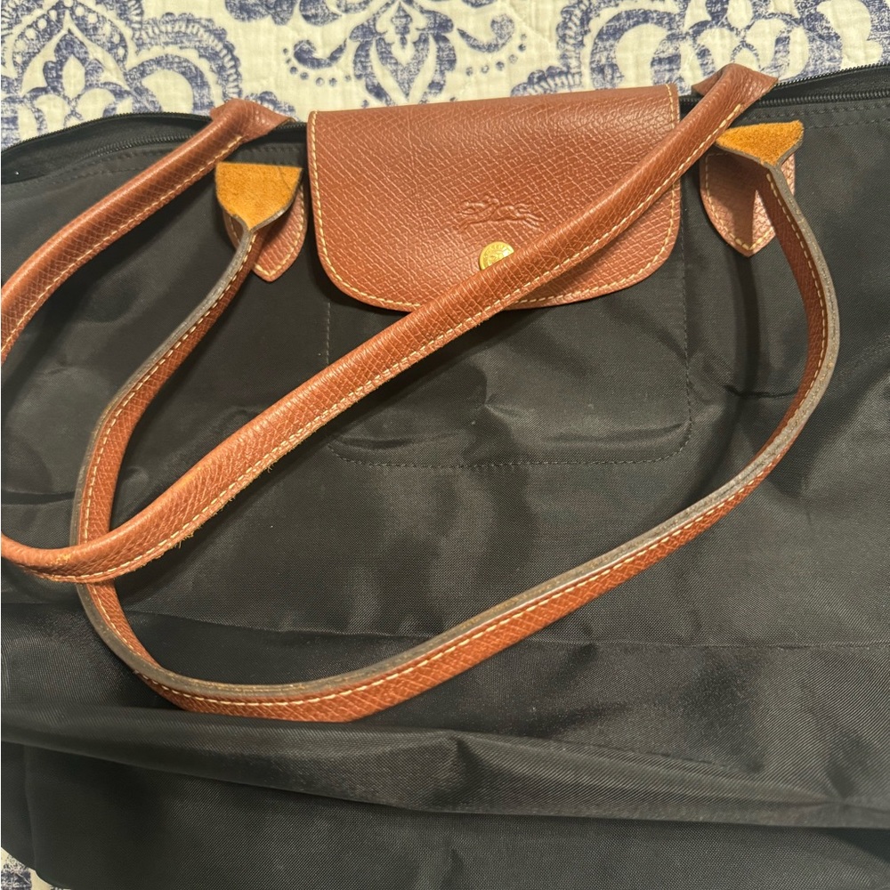 Longchamp Le Pliage Medium Long Handle Nylon Shoulder Tote Navy